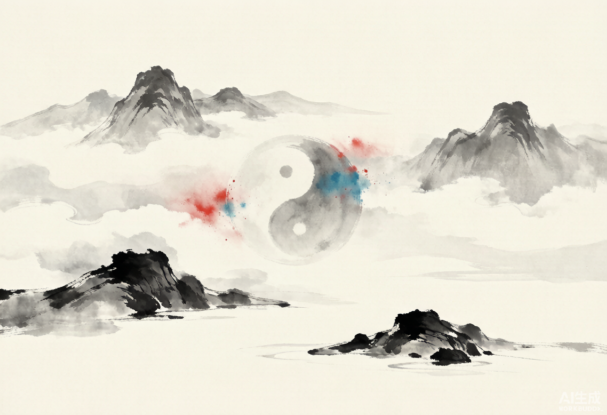 水墨远山太极